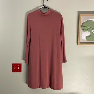 Modesty rose colored jersey knit long sleeve dress 44